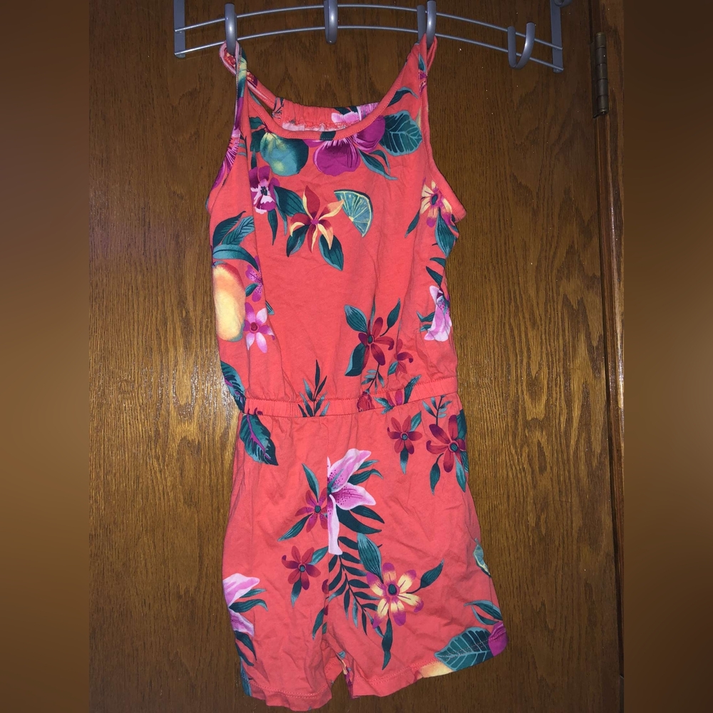 Floral Kids Romper - Coral